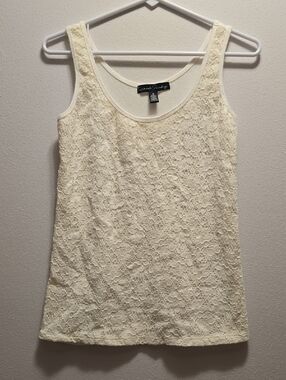 French Laundry Cream Floral Lace Camisole Tank